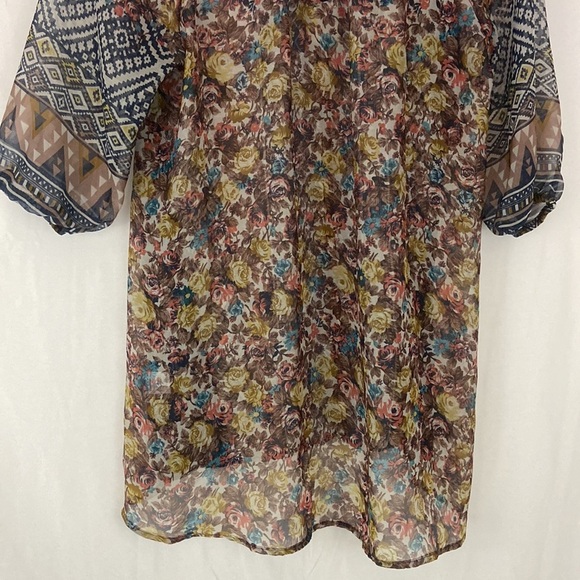 Vintage Wet Seal Lace Brown and Black Button Down Blouse Size L - Picture 6 of 8